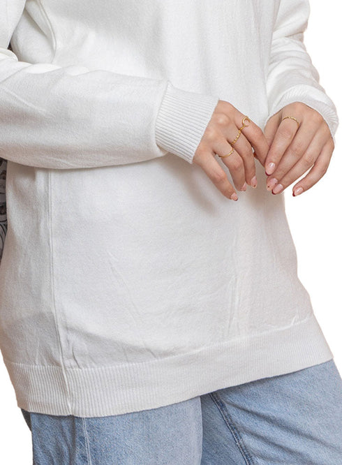 Off - White Round Knit Pullover - Khotwh